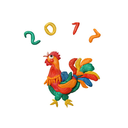 Plasticine  Rooster symbol of 2017 sculpture isolatedの写真素材