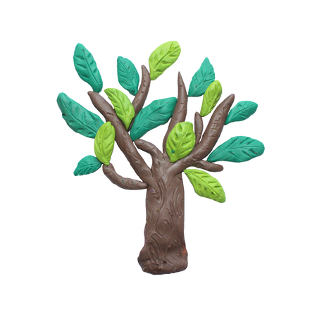 Plasticine  green tree sculpture isolatedの写真素材