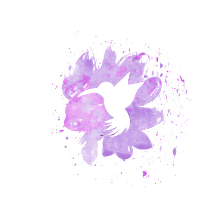 Hummingbird watercolor silhouette isolated on whiteのイラスト素材