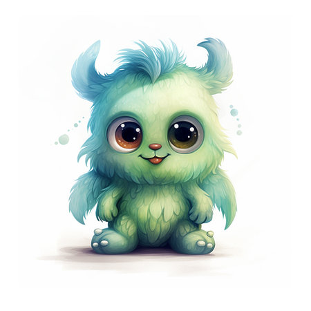 Cute cartoon monster. Vector illustration isolated on a white background.の素材