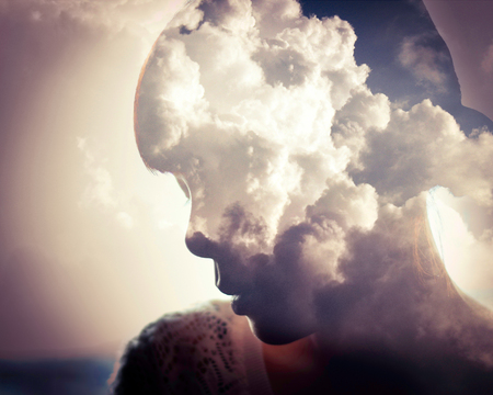 cloud on faceの写真素材