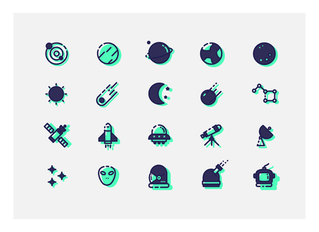 space icon set vector. line icons.のイラスト素材