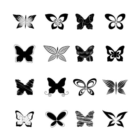 butterfly set, vector illustrationのイラスト素材