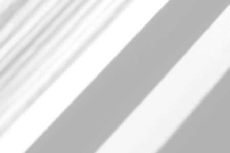 Shadow overlay effect on white background. Abstract sunlight background with window shadows.の写真素材