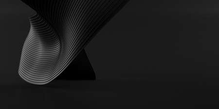 Abstract of black space, twisted shape, architecture details,Perspective of future building design. 3D rendering.の写真素材
