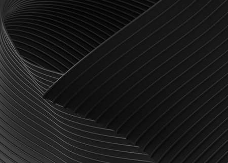 Abstract of black space, twisted shape, architecture details,Perspective of future building design. 3D rendering.の写真素材