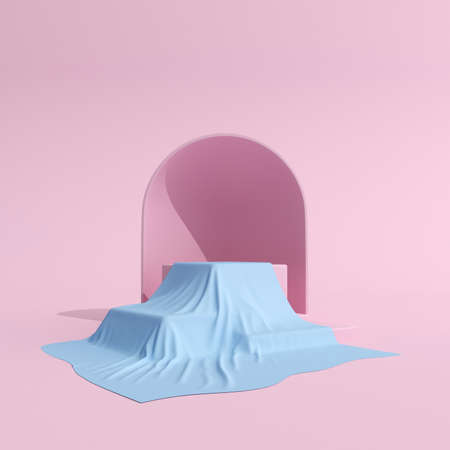 Abstract mock-up scene in minimal style, Podium with geometry form, Product presentation, pastel color object platform. 3D rendering.の写真素材