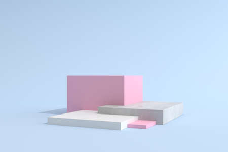 Abstract mock-up scene in minimal style, Podium with geometry form, Product presentation, pastel color object platform. 3D rendering.の写真素材