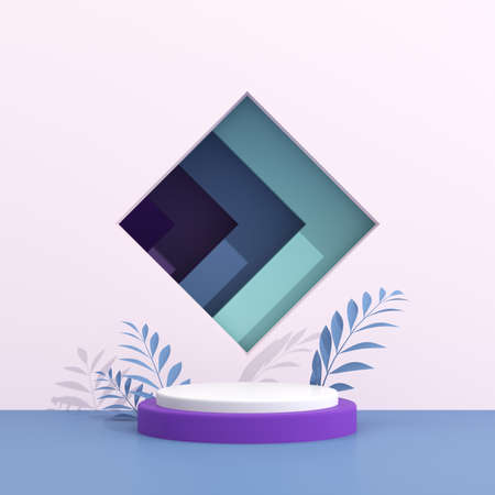 Abstract geometry mock up of podium in minimal style. 3D rendering.