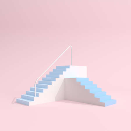 Staircase on pink background. Minimal.の写真素材