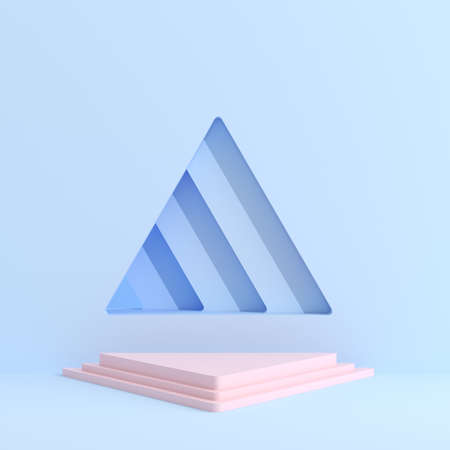 Abstract geometry mock up of podium in minimal style. 3D rendering.