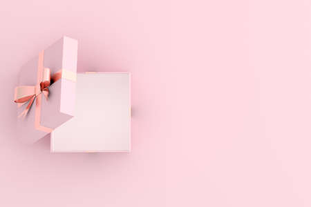 Mock up of gift box on pink background. 3D rendering.