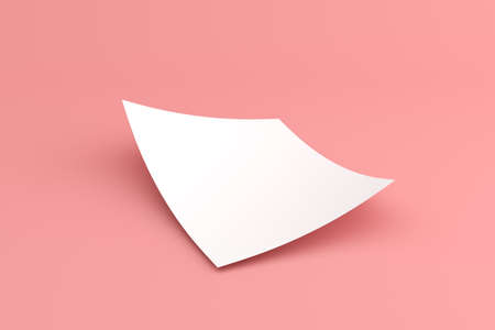 Mock up of blank white paper with curl in minimal style. 3D rendering.の写真素材