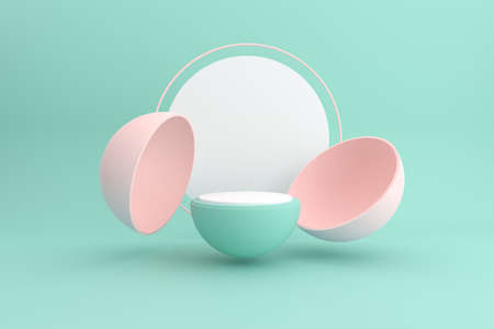 3D rendering of geometry podium and part of half sphere, Minimal presentation.