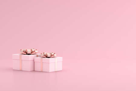 3D render of pink gift box in minimal style.の写真素材