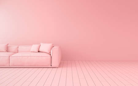 3D rendering of pink sofa in a room.の写真素材