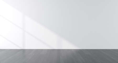 3D rendering of empty room with shadow on wall.