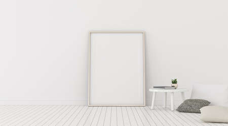3d render of room with picture frame.