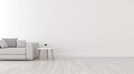 3d render of modern living room with sofa and wooden floor.の写真素材