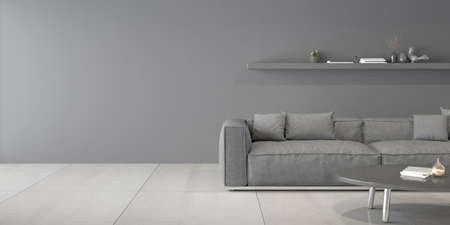 3d render of modern living room with sofa and wooden floor.の写真素材