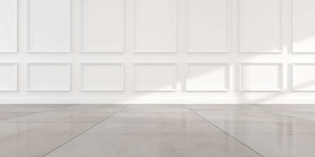 3d render of empty classic room with tile floor and wall.