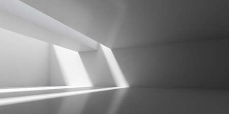 3d render of empty concrete room with shadow on the wall.の写真素材
