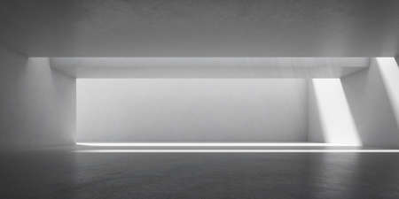 3d render of empty concrete room with shadow on the wall.の写真素材