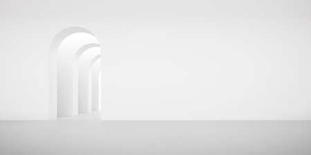3d rendering of concrete room with arch design.の写真素材