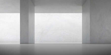 3d render of empty concrete room with shadow on the wall.