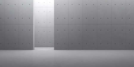 3d render of empty concrete room with shadow on the wall.