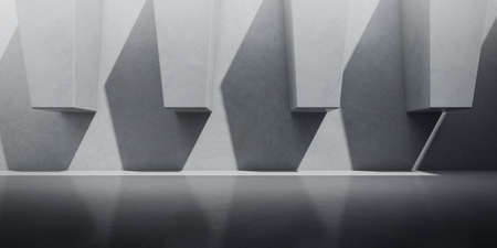 3d render of empty concrete room with shadow on the wall.の写真素材