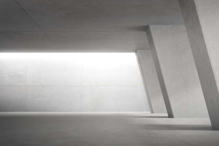 3d render of empty concrete room with shadow on the wall.