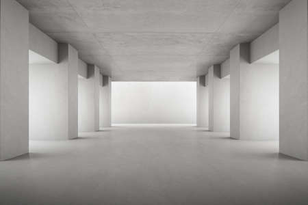 3d render of empty concrete room with shadow on the wall.