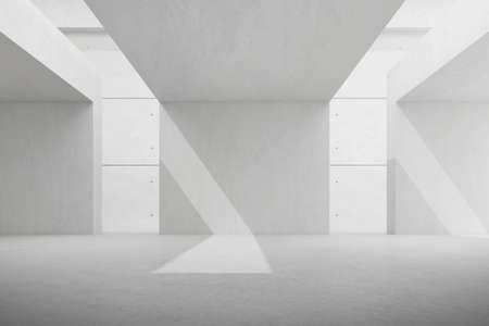 3d render of empty concrete room with shadow on the wall.の写真素材