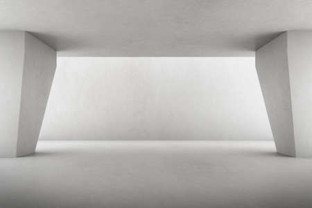 3d render of empty concrete room with shadow on the wall.の写真素材