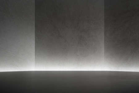 3d render of empty concrete room with shadow on the wall.の写真素材