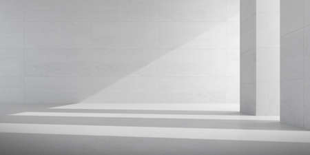 3d render of empty concrete room with shadow on the wall.