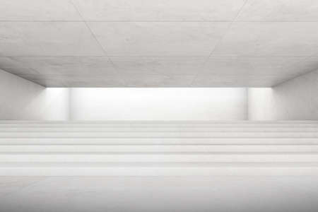 3d render of empty concrete room with shadow on the wall.の写真素材