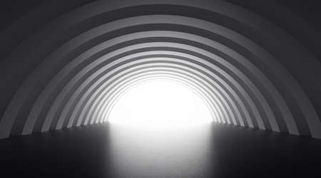 3D rendering of abstract arch shape, Futuristic architectural space, Geometric pattern.の写真素材