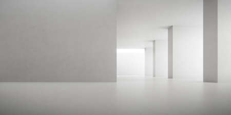 3d render of empty concrete room with shadow on the wall.の写真素材