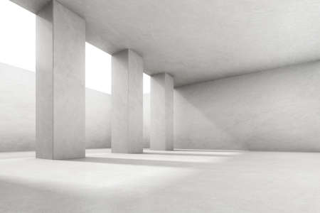 3d render of empty concrete room with shadow on the wall.の写真素材