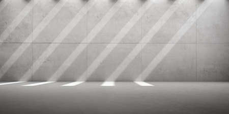 3d render of empty concrete room with shadow on the wall.の写真素材