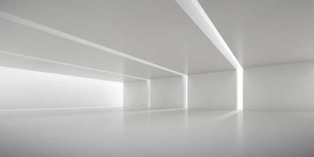 3d render of empty concrete room with shadow on the wall.の写真素材