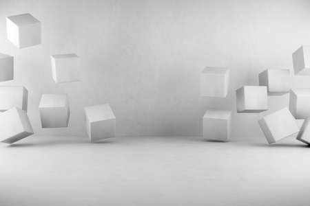 3d render of abstract background with concrete cube.の写真素材