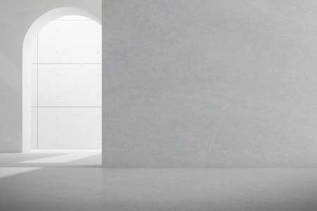 3d render of empty concrete room with shadow on the wall.