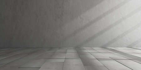 3d render of empty concrete room with shadow on the wall.