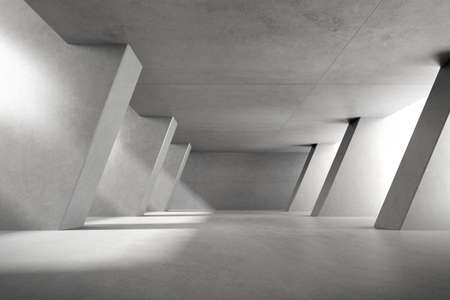 3d render of empty concrete room with shadow on the wall.