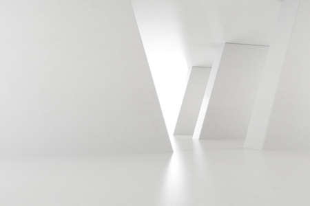 3d render of empty concrete room with shadow on the wall.の写真素材