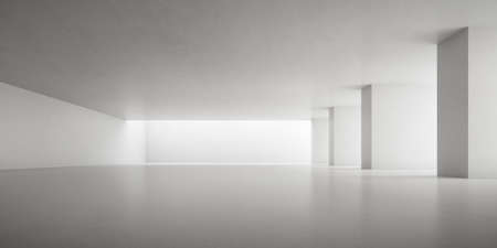 3d render of empty concrete room with shadow on the wall.の写真素材