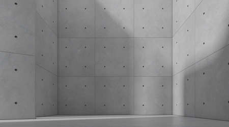3d render of empty concrete room with shadow on the wall.